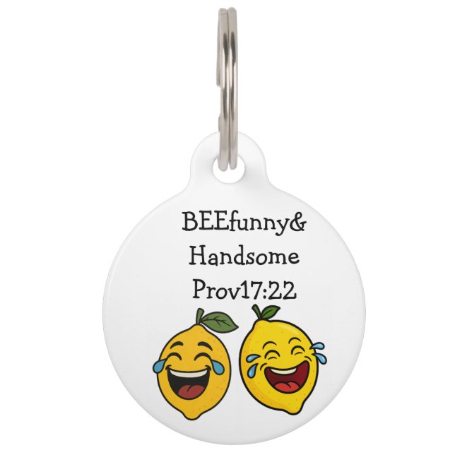 Placa Para Mascotas etiqueta nombre perro limon feliz (Anverso)