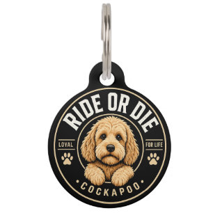 Placa Para Mascotas Etiqueta para mascota de Cockerpoo 'Ride or Die'