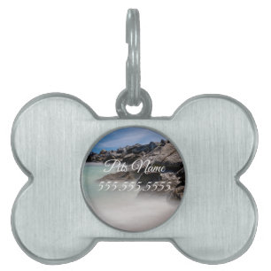 Placa Para Mascotas Etiqueta para mascota Shell Island Rocks And Waves