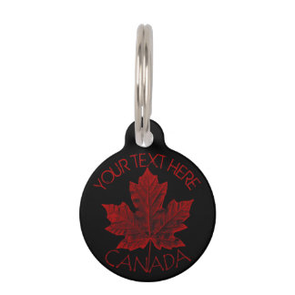Placa Para Mascotas Etiqueta personalizada de Canadá con hoja de arce