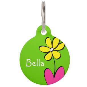 Placa Para Mascotas Etiqueta personalizada de mascota de margarita - v