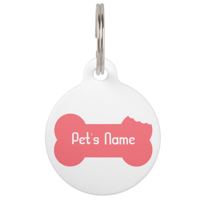 Placa Para Mascotas Etiqueta personalizada de perro masticada de hueso (Anverso)