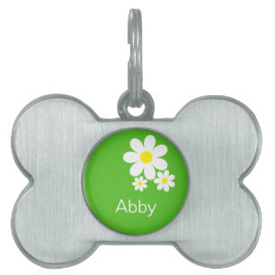 Placa Para Mascotas Etiqueta personalizada del mascota de la margarita