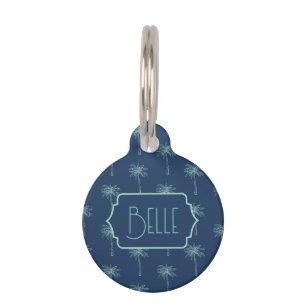Placa Para Mascotas Etiqueta personalizada del patrón de árbol de palm