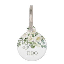Etiqueta personalizada para mascota con flores bla