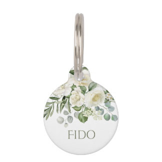 Placa Para Mascotas Etiqueta personalizada para mascota con flores bla
