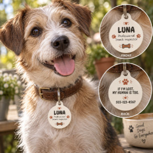 Placa Para Mascotas Etiqueta Personalizada para Perro Inspector de Sna