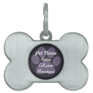 Placa Para Mascotas Etiqueta púrpura de encargo del mascota de la