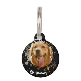 Placa Para Mascotas Etiqueta Redonda de Foto y Nombre de Mascota Perso