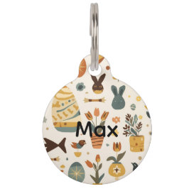 Placa Para Mascotas Etiqueta Retro de Pascua de Estilo Mediados de Sig