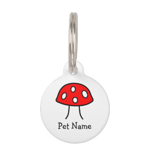 Placa Para Mascotas Etiqueta roja del mascota de la seta