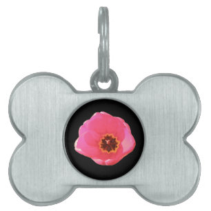 Placa Para Mascotas Etiqueta rosa de tulipán