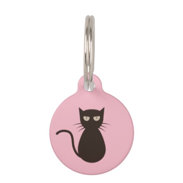 Placa Para Mascotas Etiqueta rosada del gato (Anverso)