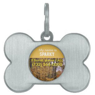 Placa Para Mascotas Etiquetas de Alerta de ID de Mascota Hojas de Otoñ