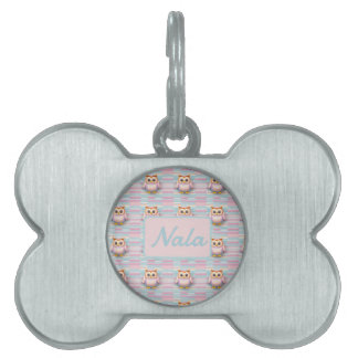Placa Para Mascotas Eule mit Querstreifen muster pastellfarben Muster
