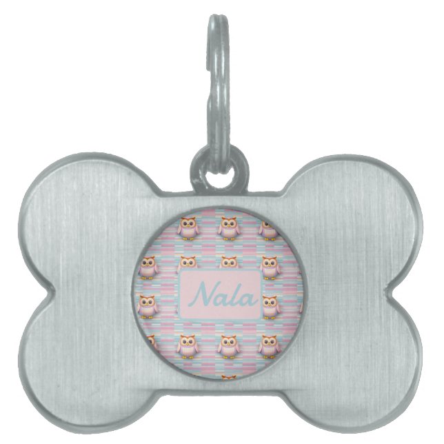 Placa Para Mascotas Eule mit Querstreifen muster pastellfarben Muster (Frente)