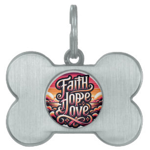 Placa Para Mascotas Faith Hope Love mascota tag
