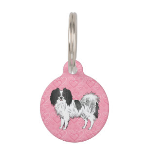 Placa Para Mascotas Falen Cartoon en Blanco y Negro sobre Corazones Ro
