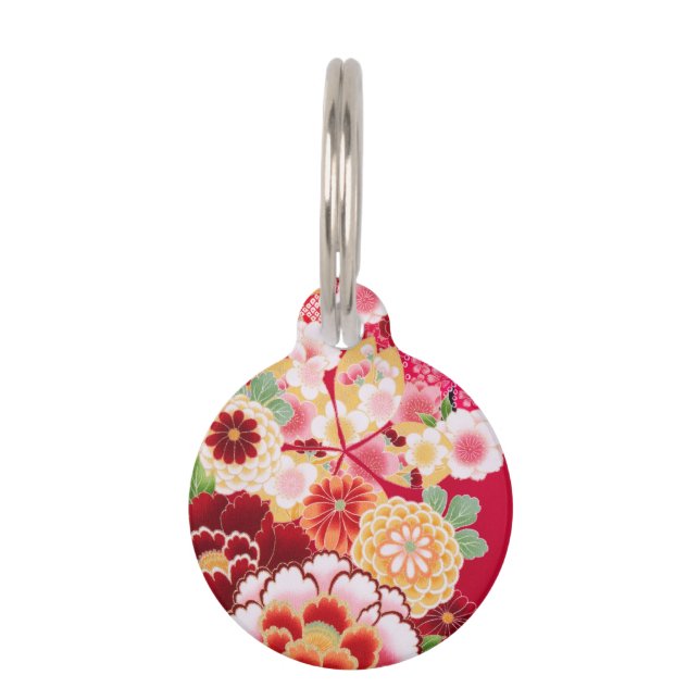 Placa Para Mascotas Falln Red Floral Burst (Anverso)