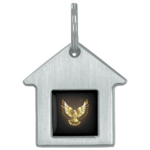 Placa Para Mascotas Falsa paloma de paz del Relieve metalizado dorado