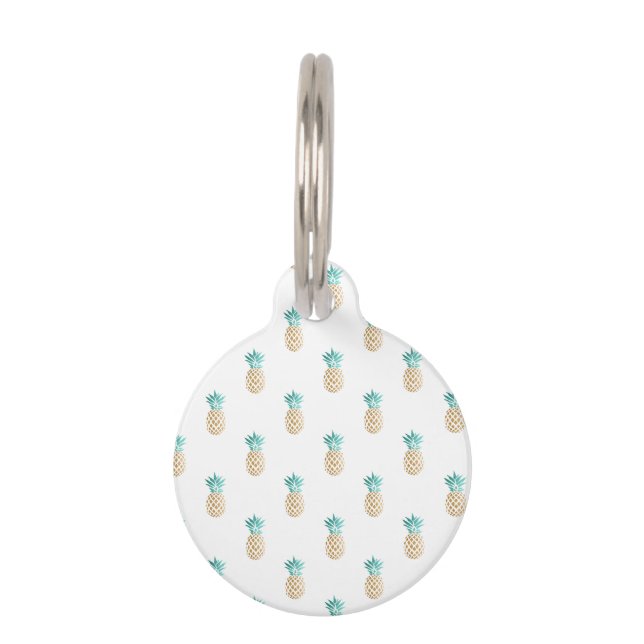 Placa Para Mascotas falso modelo de la piña del oro del verano fresco (Anverso)