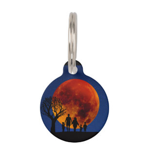 Placa Para Mascotas Familia Eclipse Lunar de Luna de Sangre