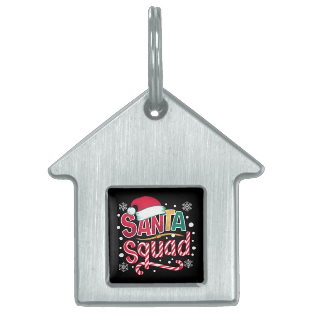Placa Para Mascotas Familia Santa Squad Xmas Squad coincidiendo con Sa (Frente)