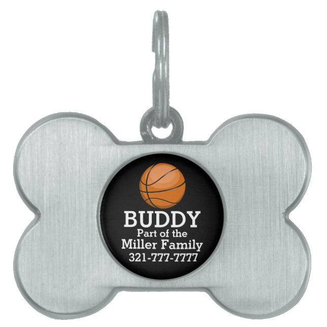 Placa Para Mascotas Fan de baloncesto (Frente)