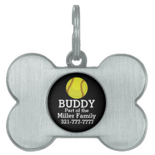 Placa Para Mascotas Fan del softball