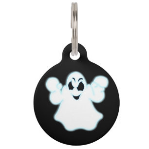 Placa Para Mascotas Fantasma brillante de Halloween