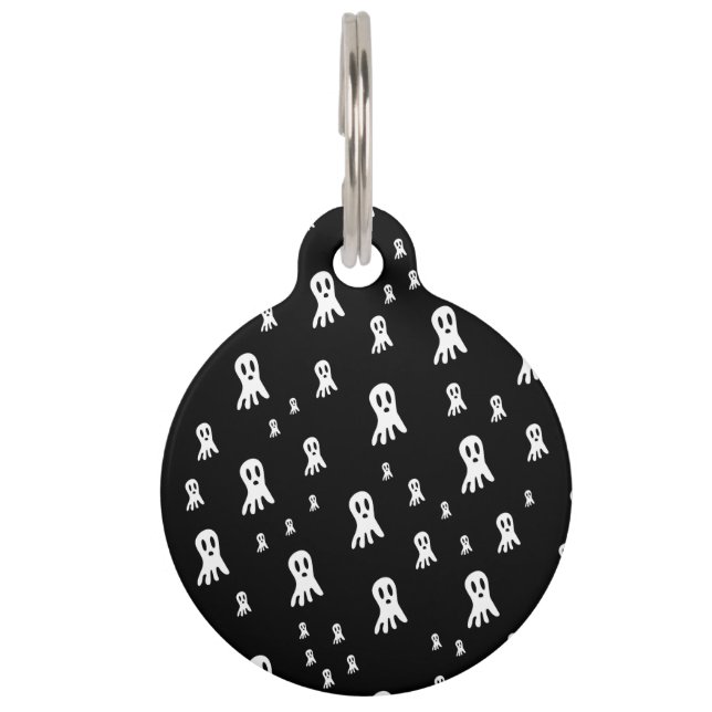 Placa Para Mascotas Fantasmas oscuros de Halloween (Anverso)