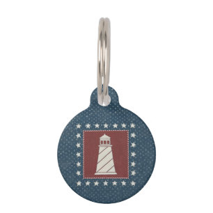 Placa Para Mascotas Faro costero del arte el en rojo