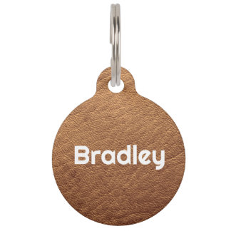 Placa Para Mascotas Faux Leather Brown
