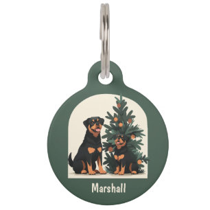Placa Para Mascotas Felices fiestas Rottweiler Dogs