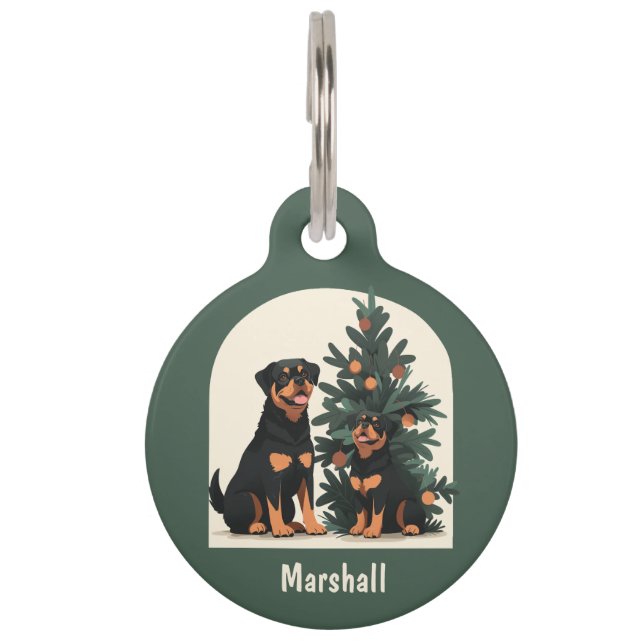Placa Para Mascotas Felices fiestas Rottweiler Dogs (Anverso)
