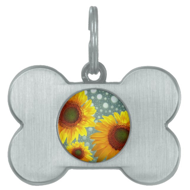 Placa Para Mascotas Felices girasoles (Frente)
