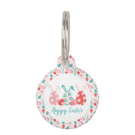 Placa Para Mascotas Felices Orejas de Conejito con Huevos Decorados en
