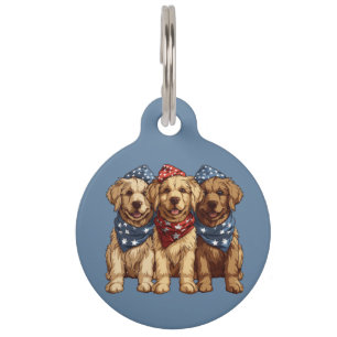 Placa Para Mascotas Felices Perros De Golden Retriever Del 4 De Julio