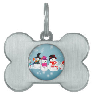 Placa Para Mascotas Felices vacaciones Snowmen