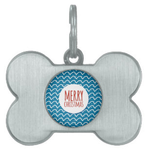 Placa Para Mascotas Feliciz Navidad patrón continuo textura azul