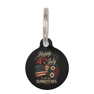 Placa Para Mascotas Feliz 4 de julio