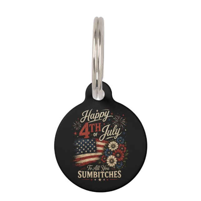 Placa Para Mascotas Feliz 4 de julio (Anverso)