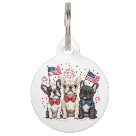 Placa Para Mascotas Feliz 4 de Julio Bulldogs Franceses