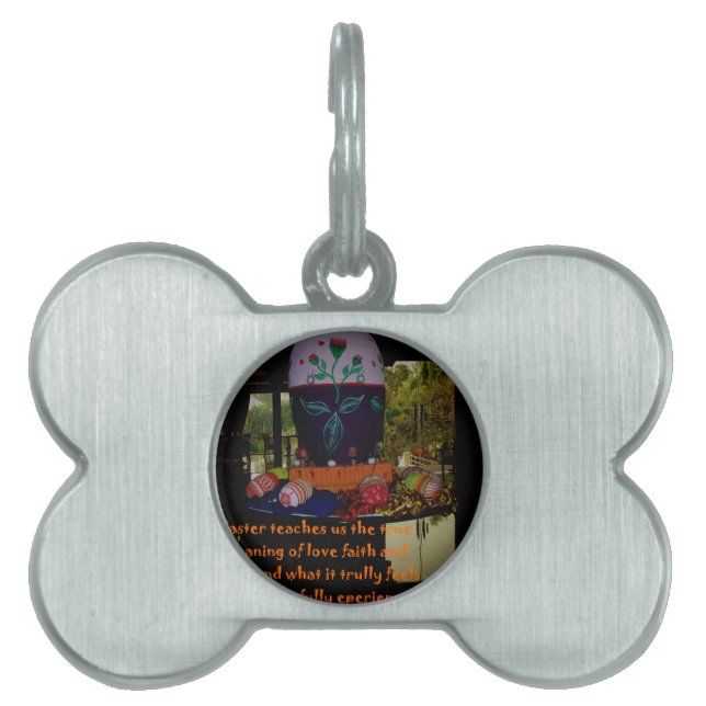 Placa Para Mascotas Feliz amor de Pascua, fe y deseos de esperanza (Frente)