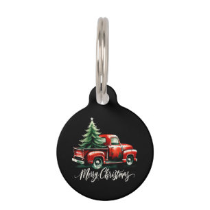 Placa Para Mascotas Feliz Árbol De Navidad En La Familia Vintage Del C
