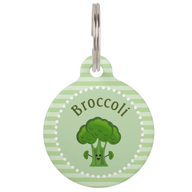 Placa Para Mascotas Feliz brócoli personalizado (Anverso)