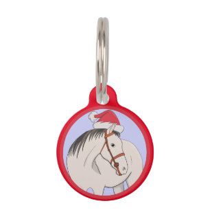 Placa Para Mascotas Feliz caballo navideño