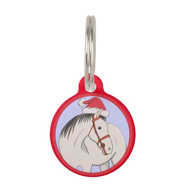 Placa Para Mascotas Feliz caballo navideño (Anverso)