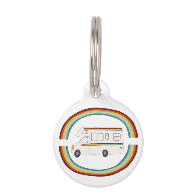 Placa Para Mascotas Feliz Campers Rainbows Motorhome RVing Whimsical (Anverso)