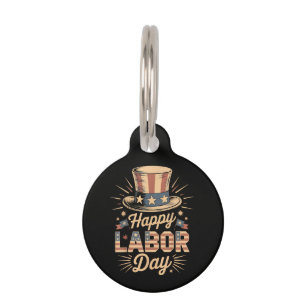 Placa Para Mascotas Feliz Celebración Patriótica del Día del Trabajo